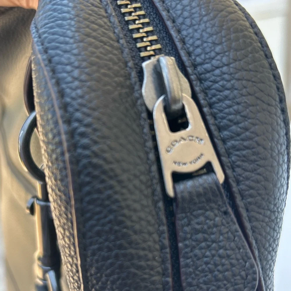 COACH black pebbled leather Metropolitan slim briefcase